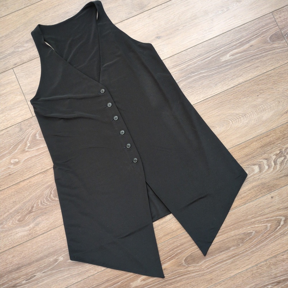 Vtg 18008Kamali (Norma Kamali) Button Down Tank Vest Shirt Whimsy Goth Fairy 4